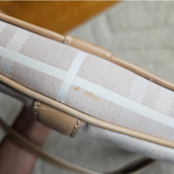 SOLD Burberry Y2K Baguette Shoulder Bag Pink Plaid Canvas Leather - Picture 7 of 9